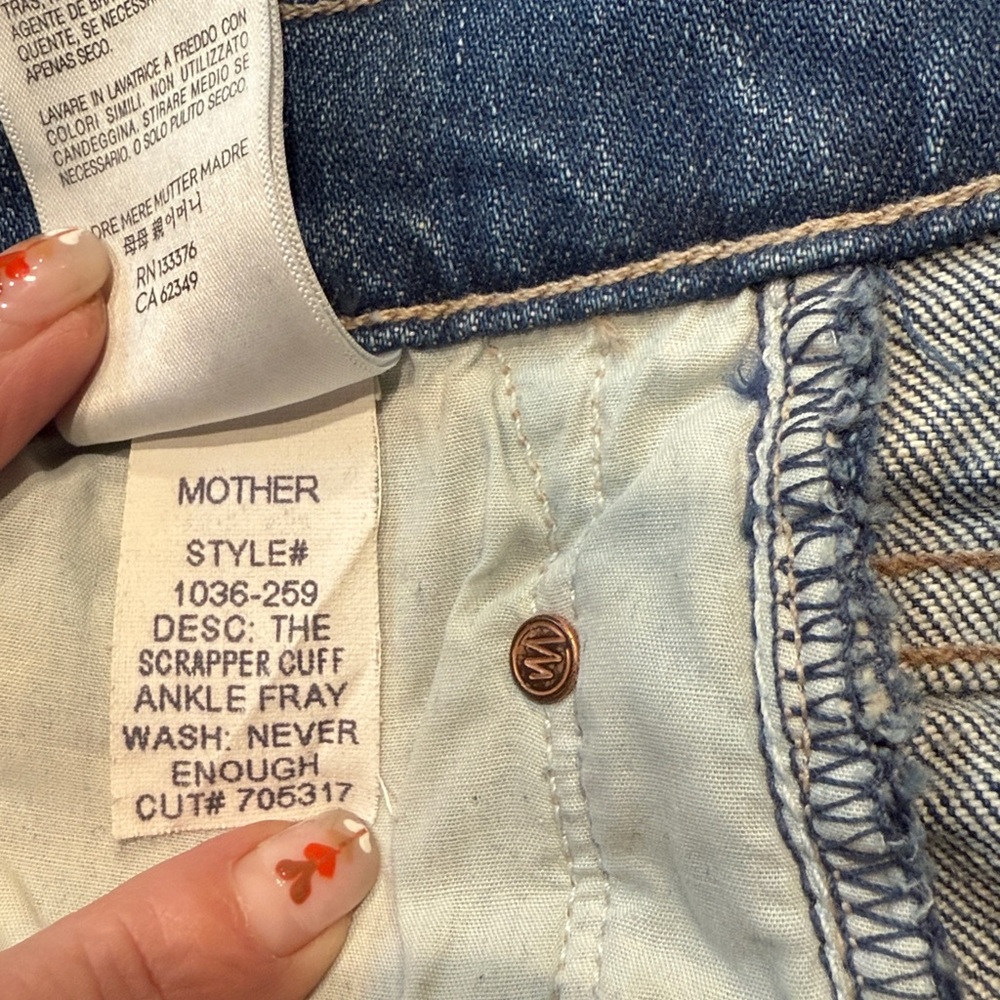 MOTHER Blue Jeans with Black Graphic Print - Picture 9 of 9
